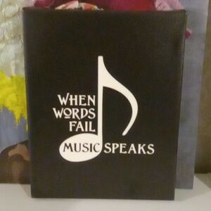 Black Canvas Art with Musical Note and Quote